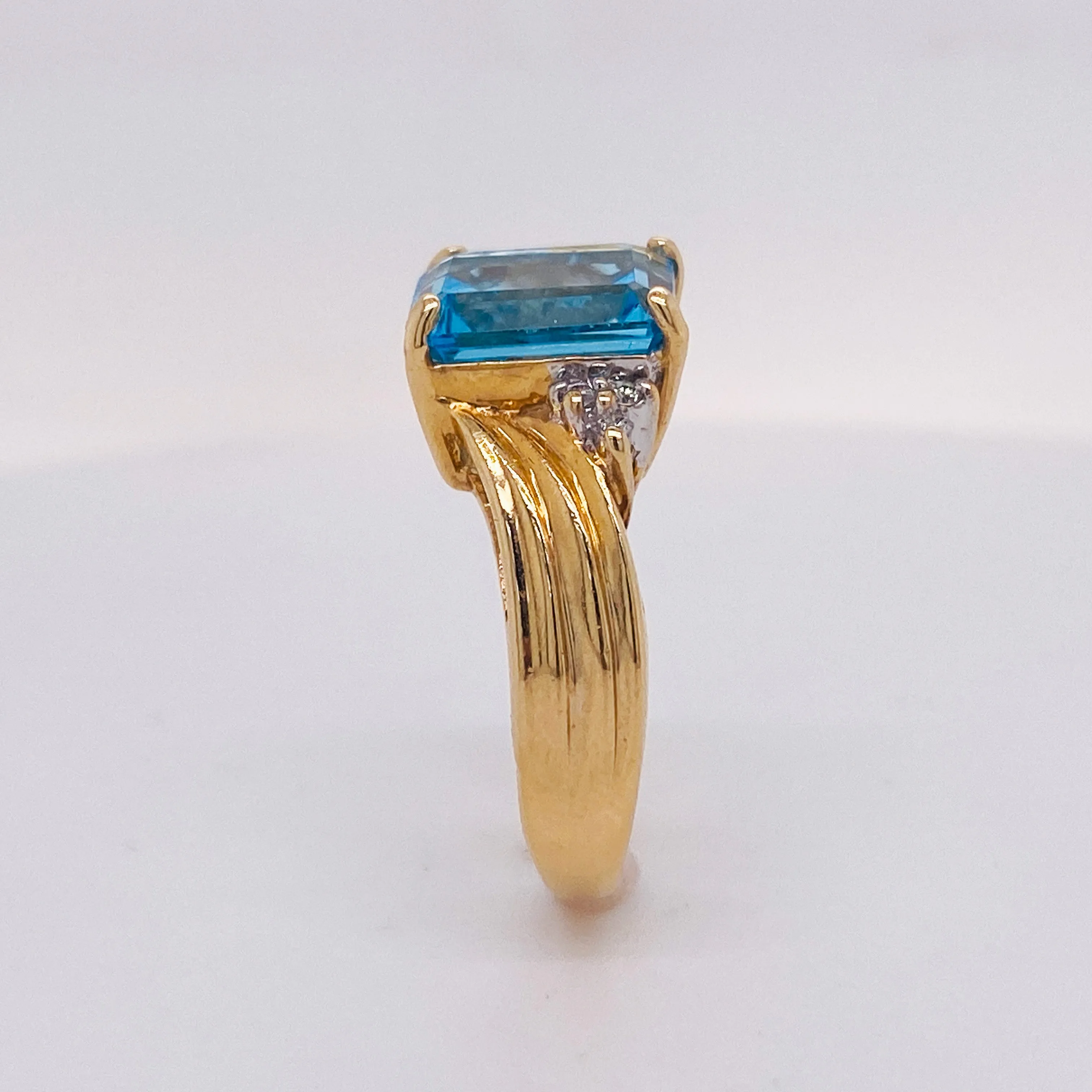 Emerald Cut Blue Topaz Ring