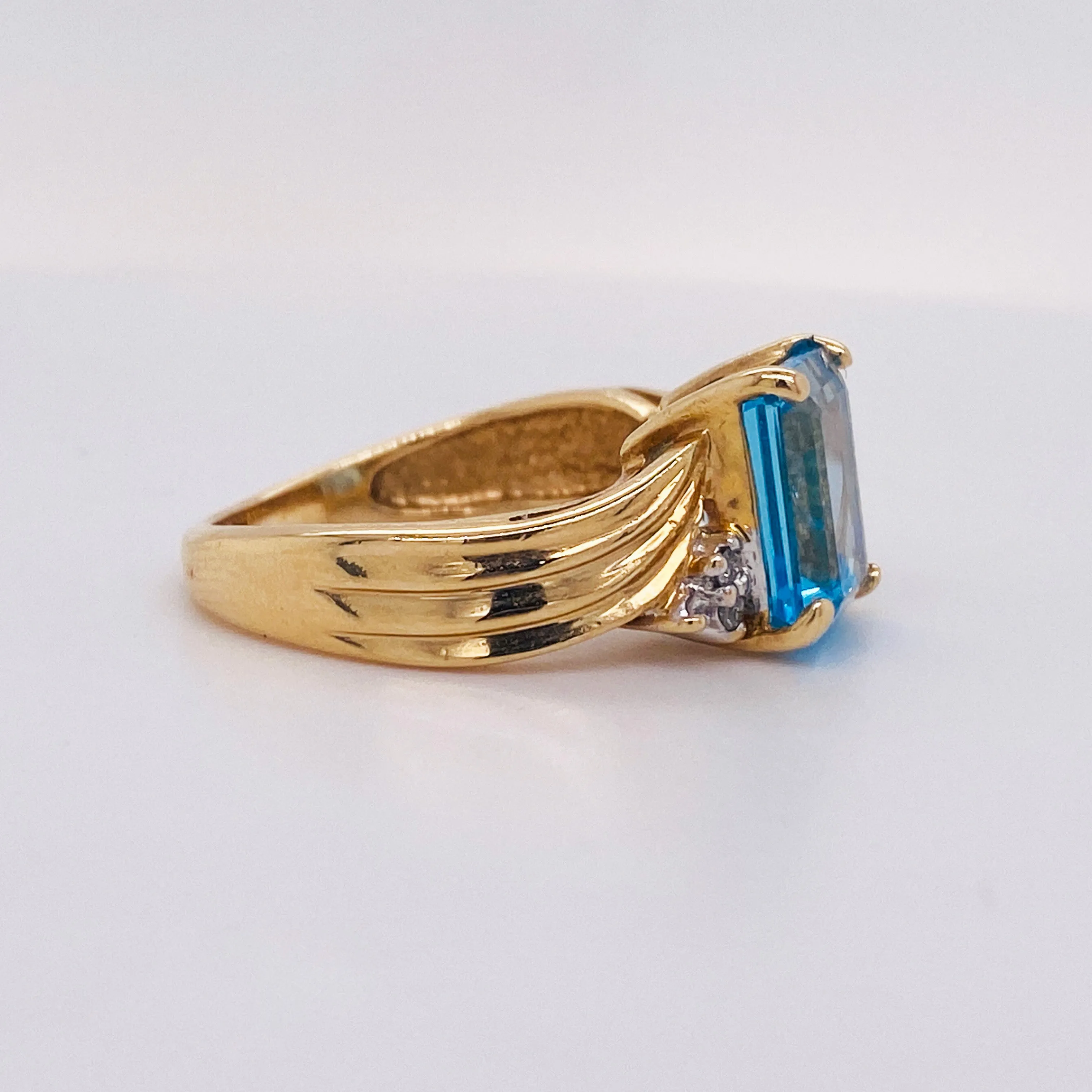 Emerald Cut Blue Topaz Ring