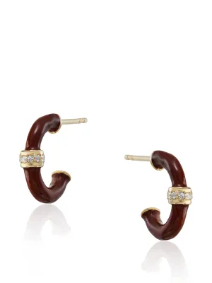 Erin brown enamel hoops with white topaz