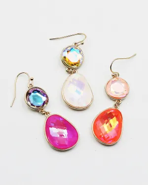 Faceted Crystal Drop Earrings