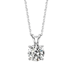 FANCIME Classic Round Pendant 14K White Gold Necklace