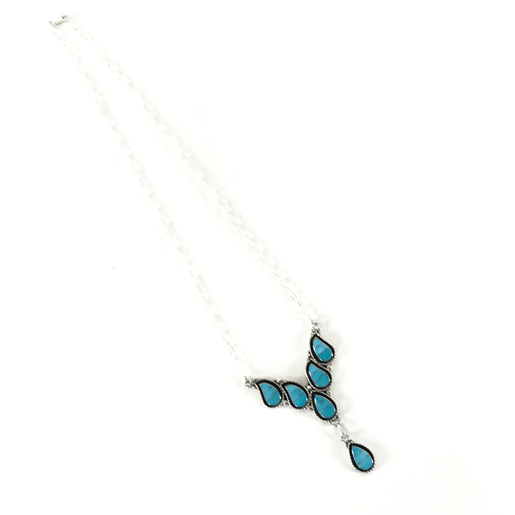 Faye Lowsayatee Turquoise Inlay Teardrop Necklace Set