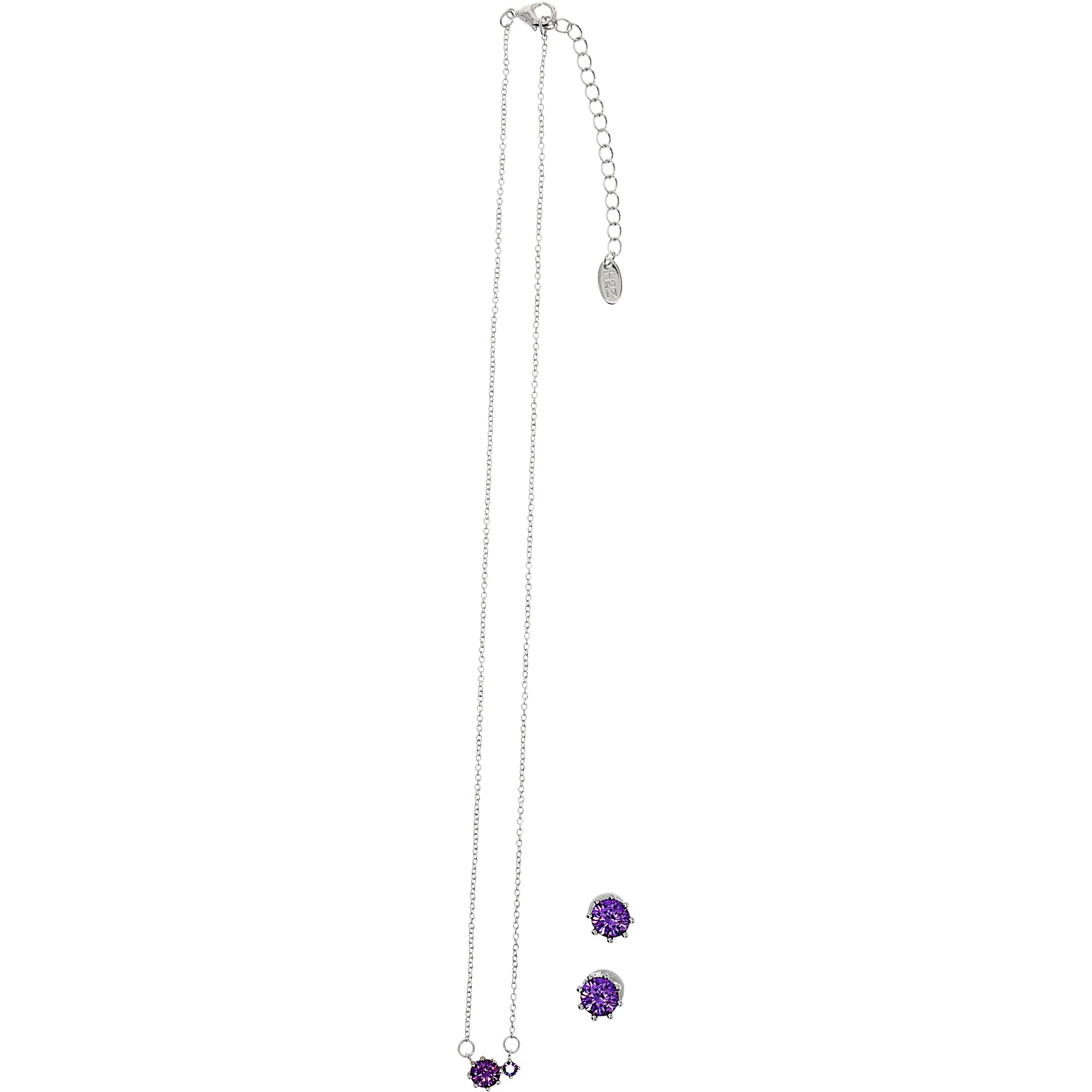 February Amethyst 16.5"-18.5" Birthstone Jewelry Gift Set