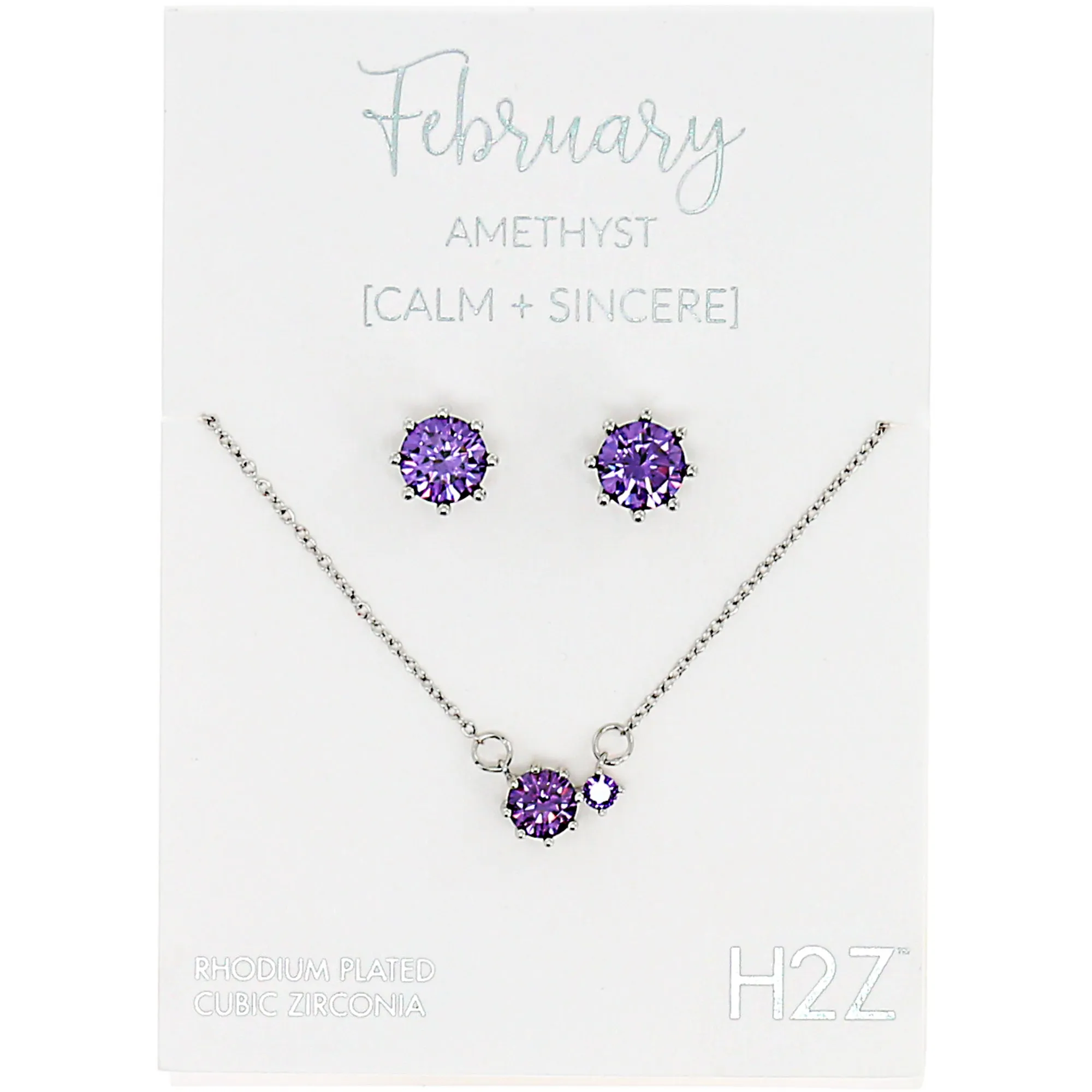 February Amethyst 16.5"-18.5" Birthstone Jewelry Gift Set