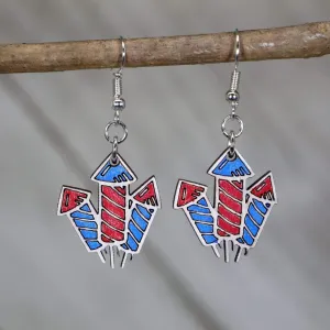 Fireworks Wooden Dangle Earrings by Cate's Concepts, LLC