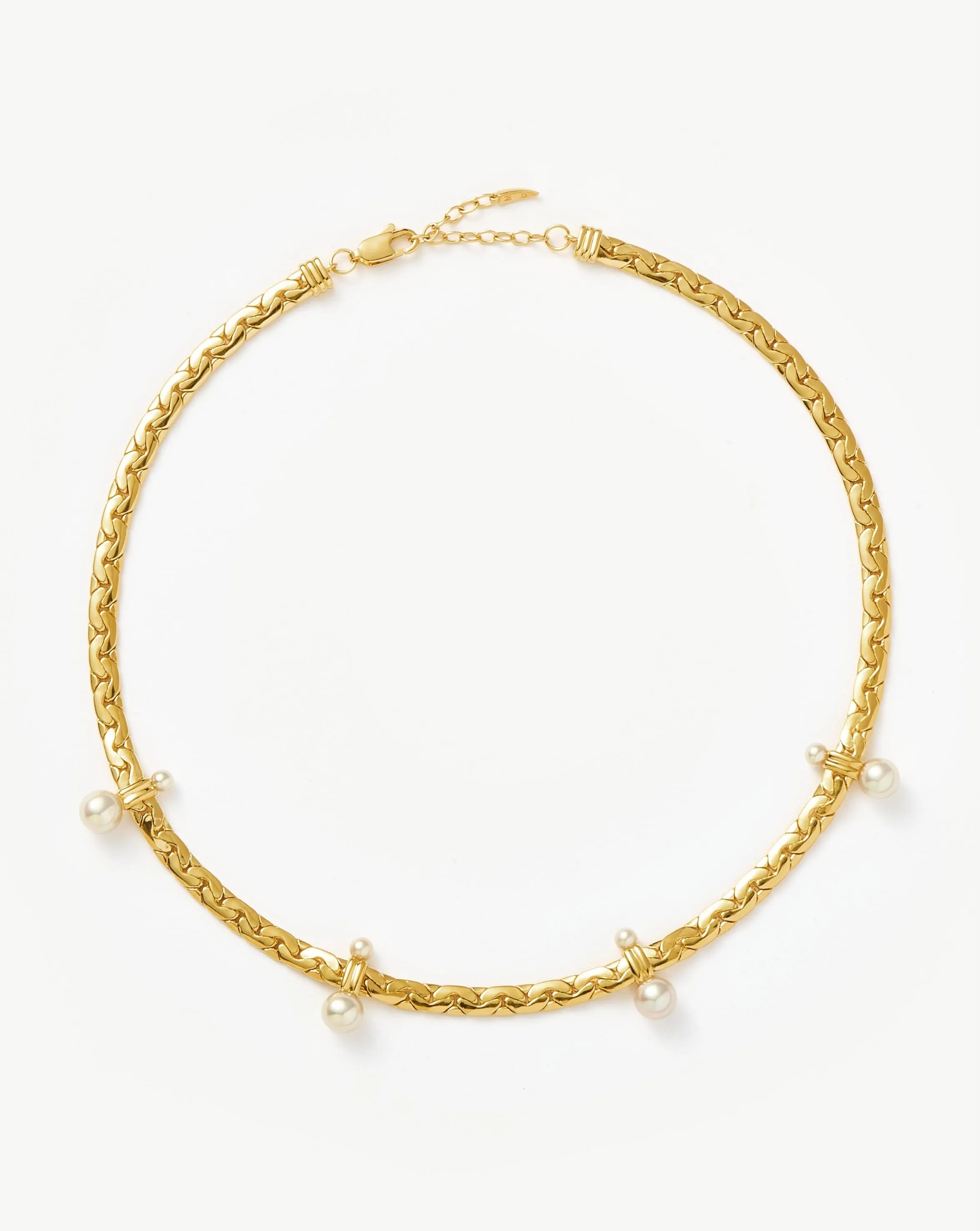 Floating Pearl Cobra Chain Choker | 18k Gold Plated/Pearl