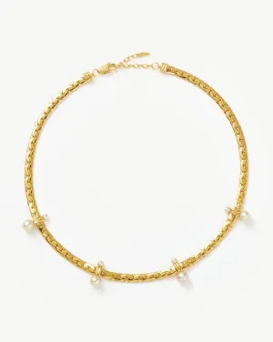 Floating Pearl Cobra Chain Choker | 18k Gold Plated/Pearl