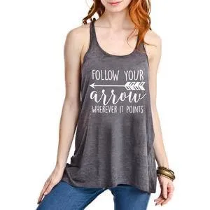 Follow your arrow tank tops •• Coral, teal, black, white, light brown and dark gray •• S - XXL