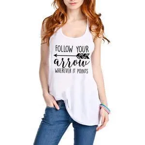 Follow your arrow tank tops •• Coral, teal, black, white, light brown and dark gray •• S - XXL