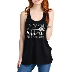 Follow your arrow tank tops •• Coral, teal, black, white, light brown and dark gray •• S - XXL