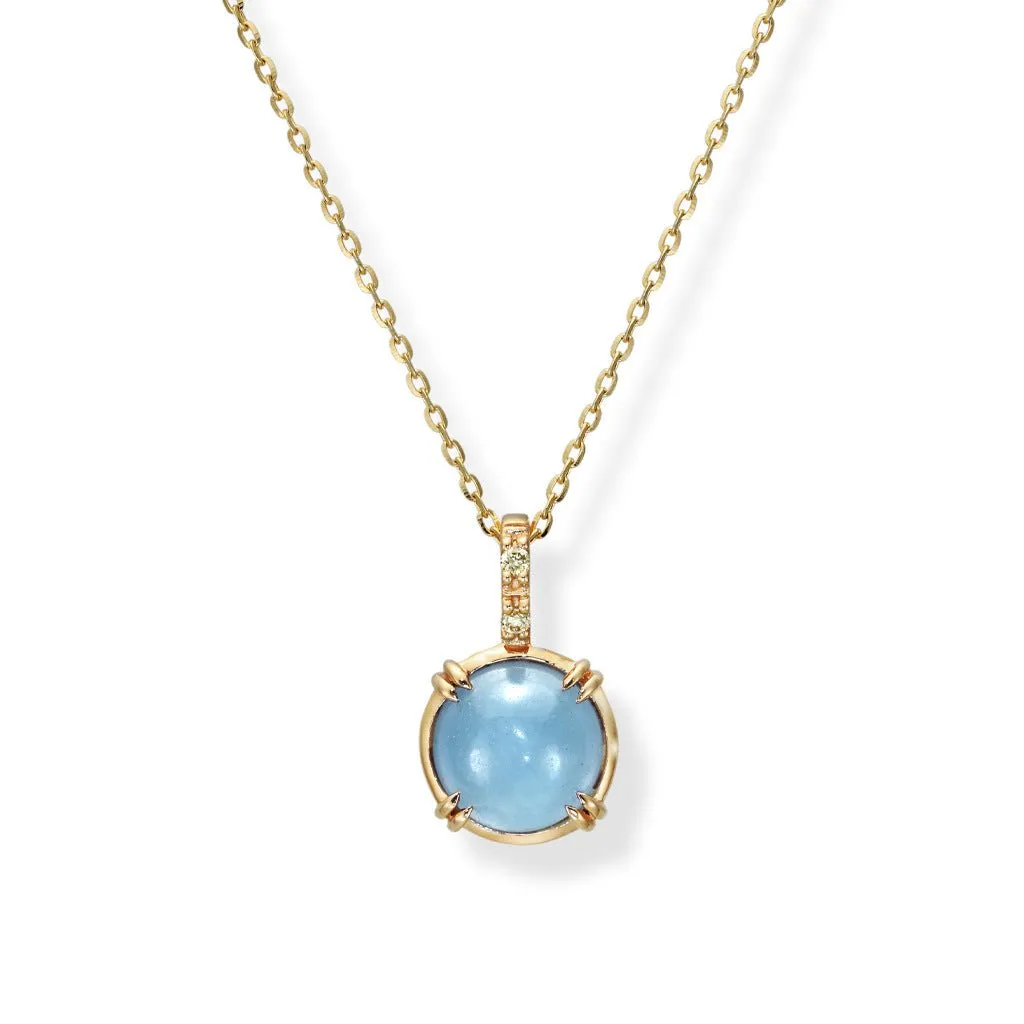 French Retro Round-Shaped Aquamarine Necklace