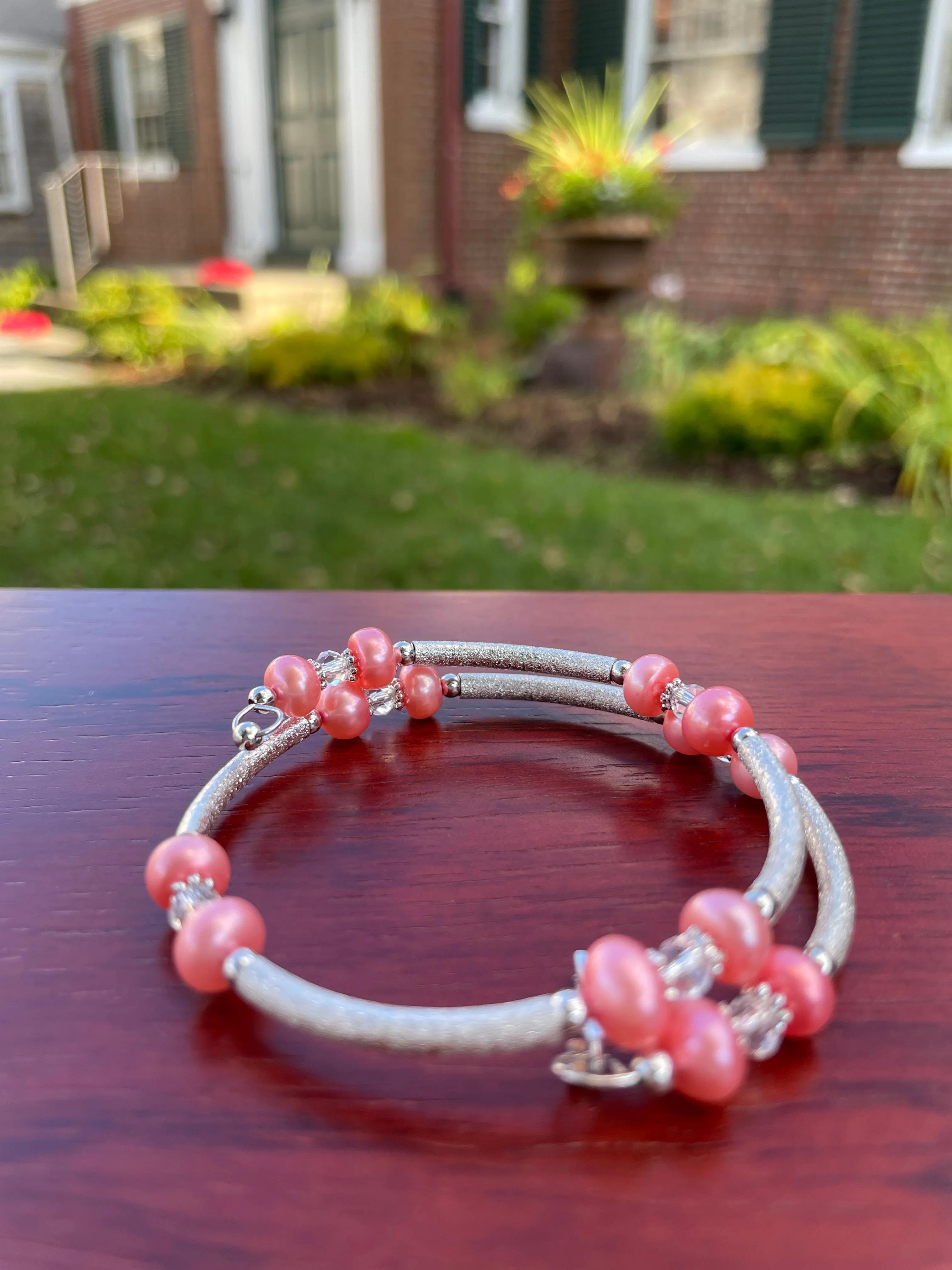 FRESH WATER PEARL CORAL BRACELET WRAP