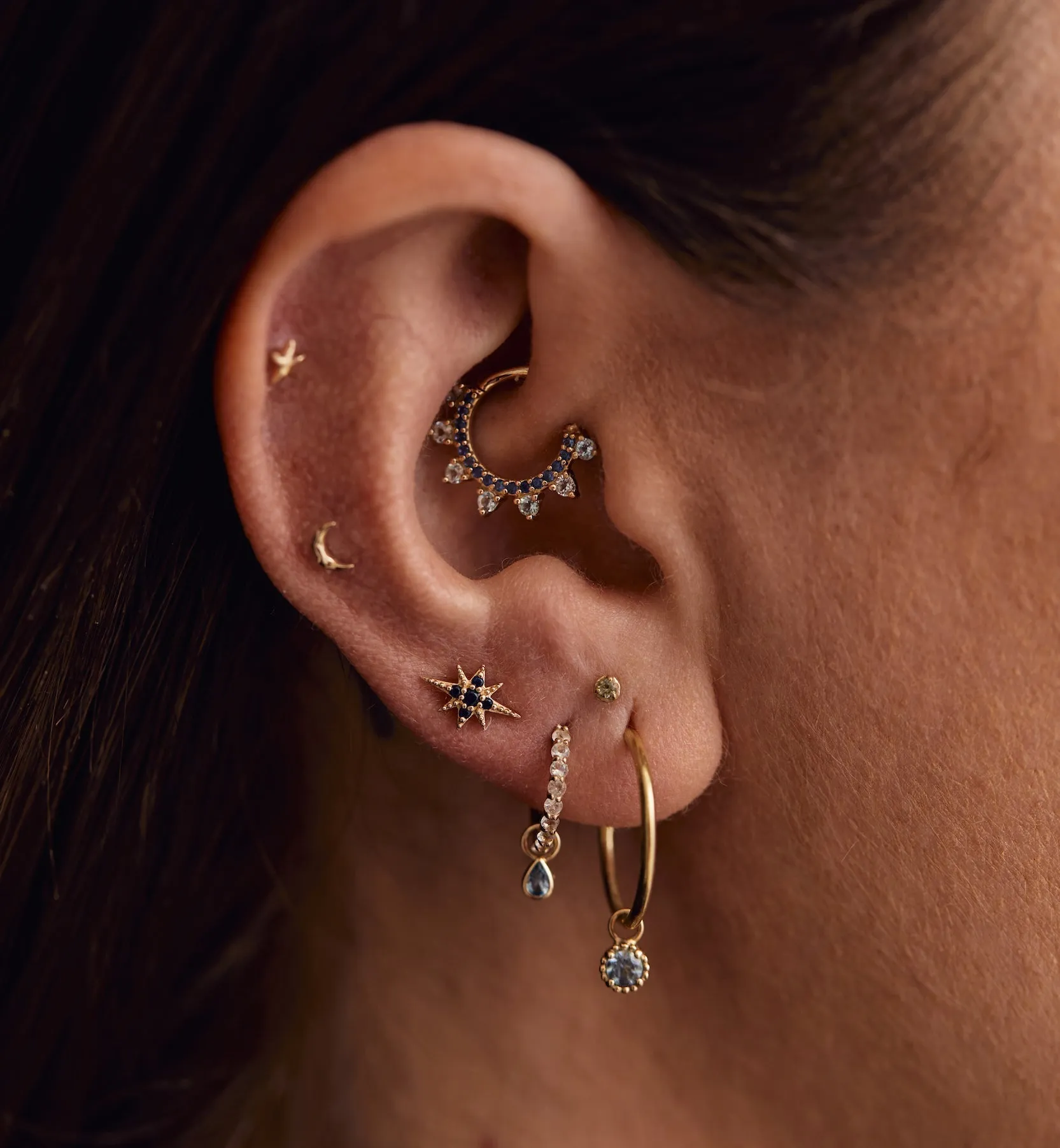 Gaia Blues Daith Piercing 14K