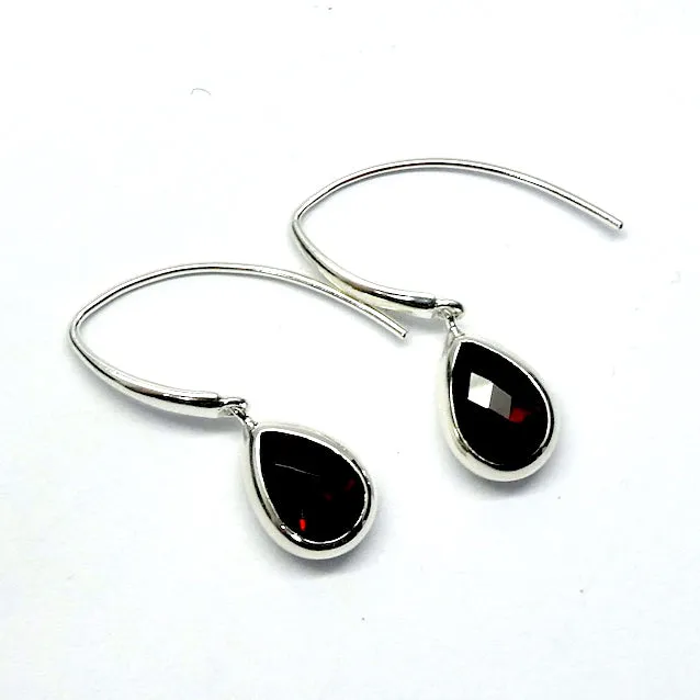 Garnet Earring, Faceted Teardrop, 925 Sterling Silver, p8