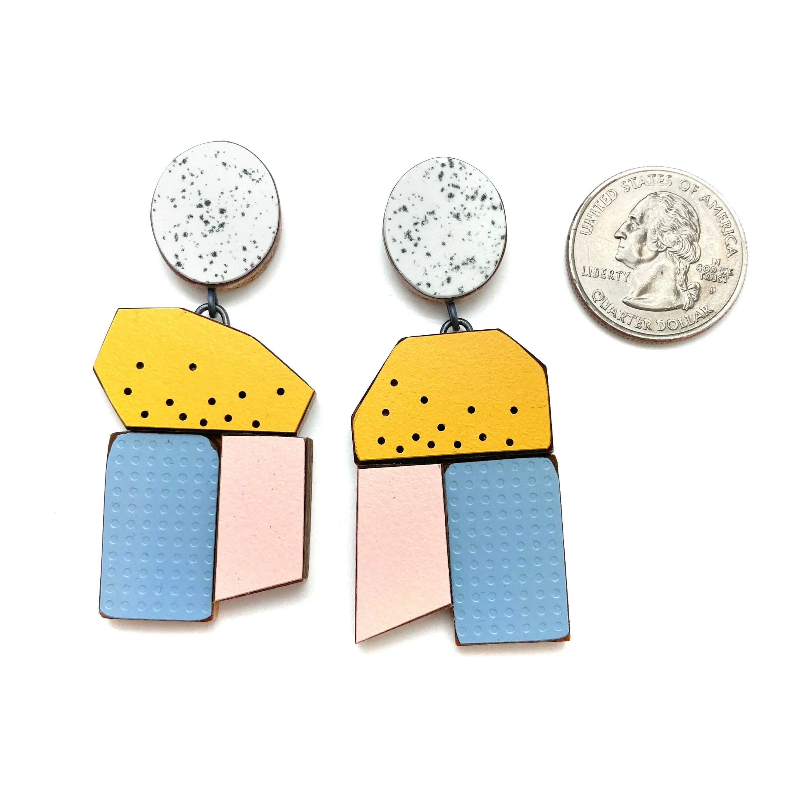 Geometric Earrings - Marbled and Multicolored