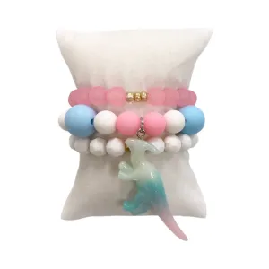 Girls Bracelet Stack - Dino-Mite - Cotton Candy