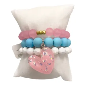 Girls Bracelet Stack - Heart To Heart - Cotton Candy