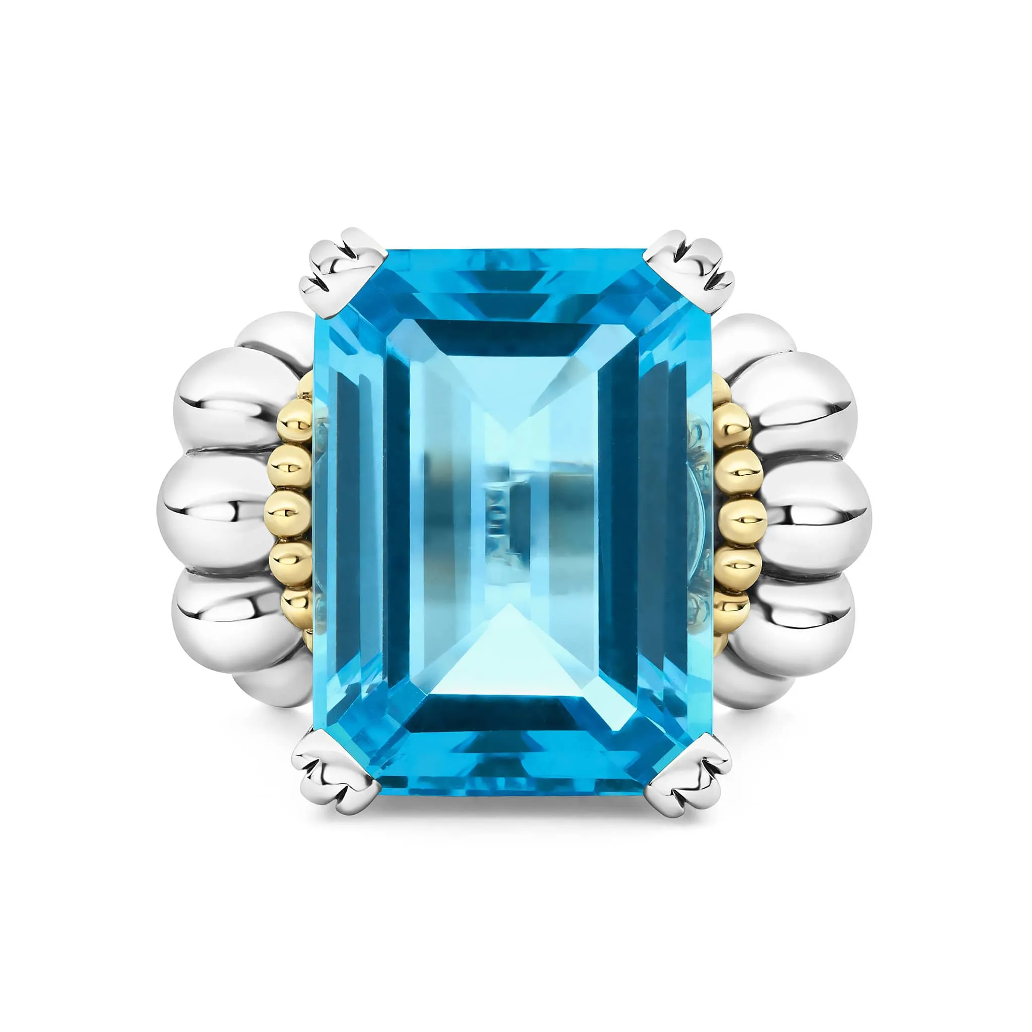 Glacier Extra Large Emerald-Cut Swiss Blue Topaz Ring