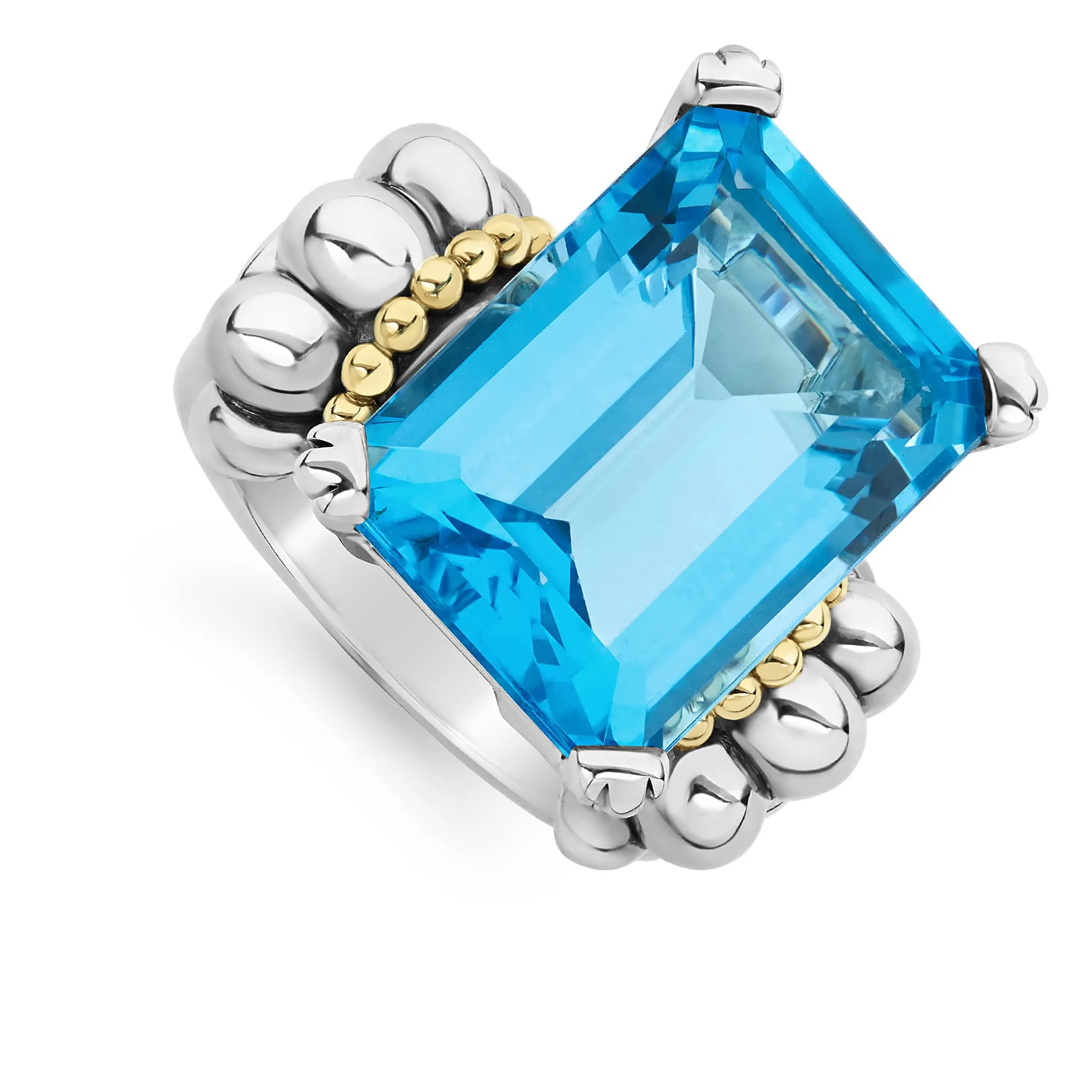 Glacier Extra Large Emerald-Cut Swiss Blue Topaz Ring