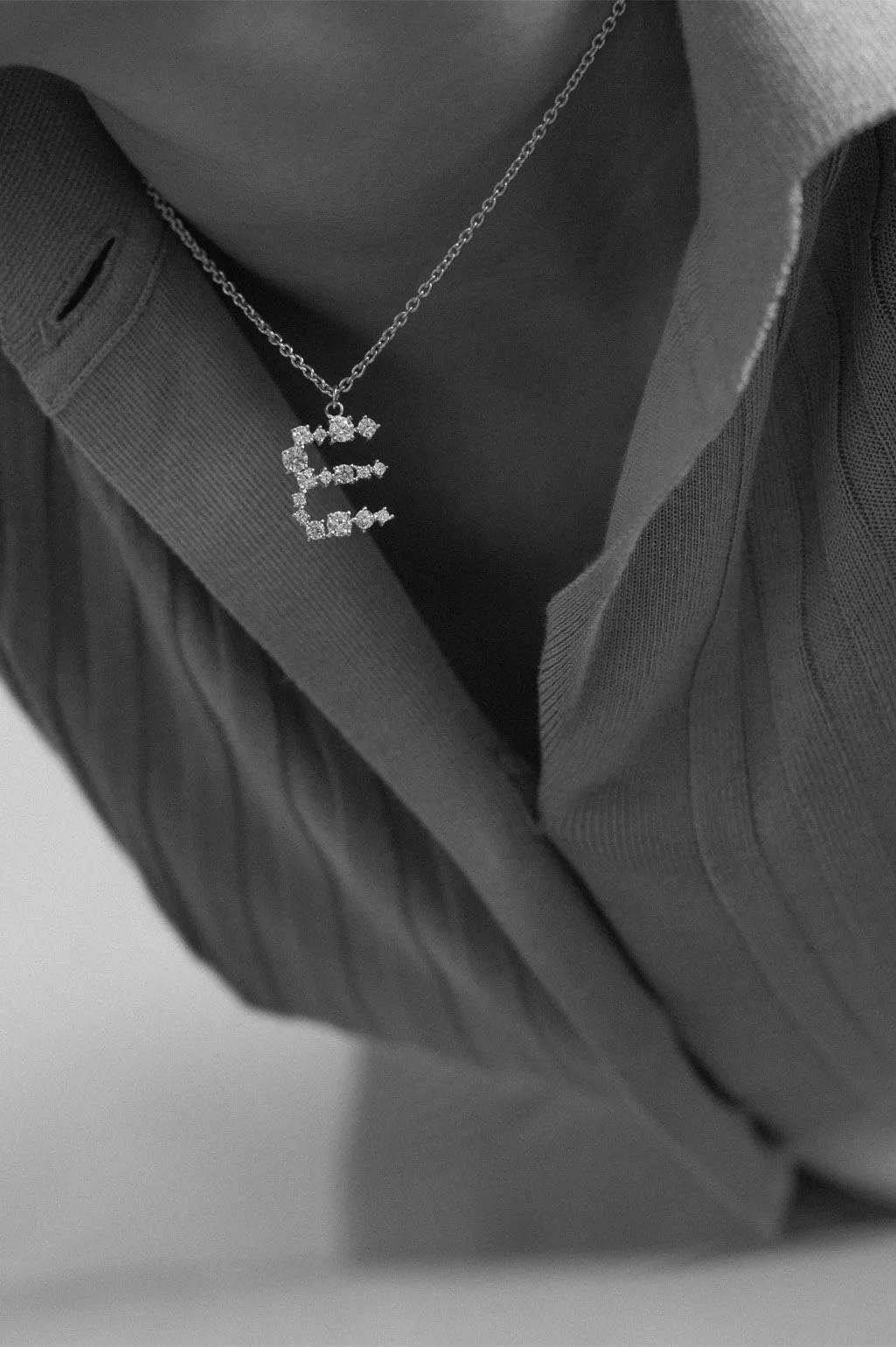 Glitchy P - Cubic Zirconia and Rhodium Plated Pendant