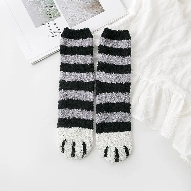 Gohobi Cat Paw Coral Fleece Socks