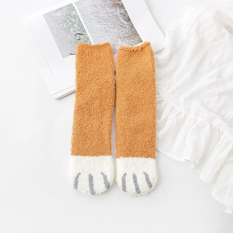 Gohobi Cat Paw Coral Fleece Socks