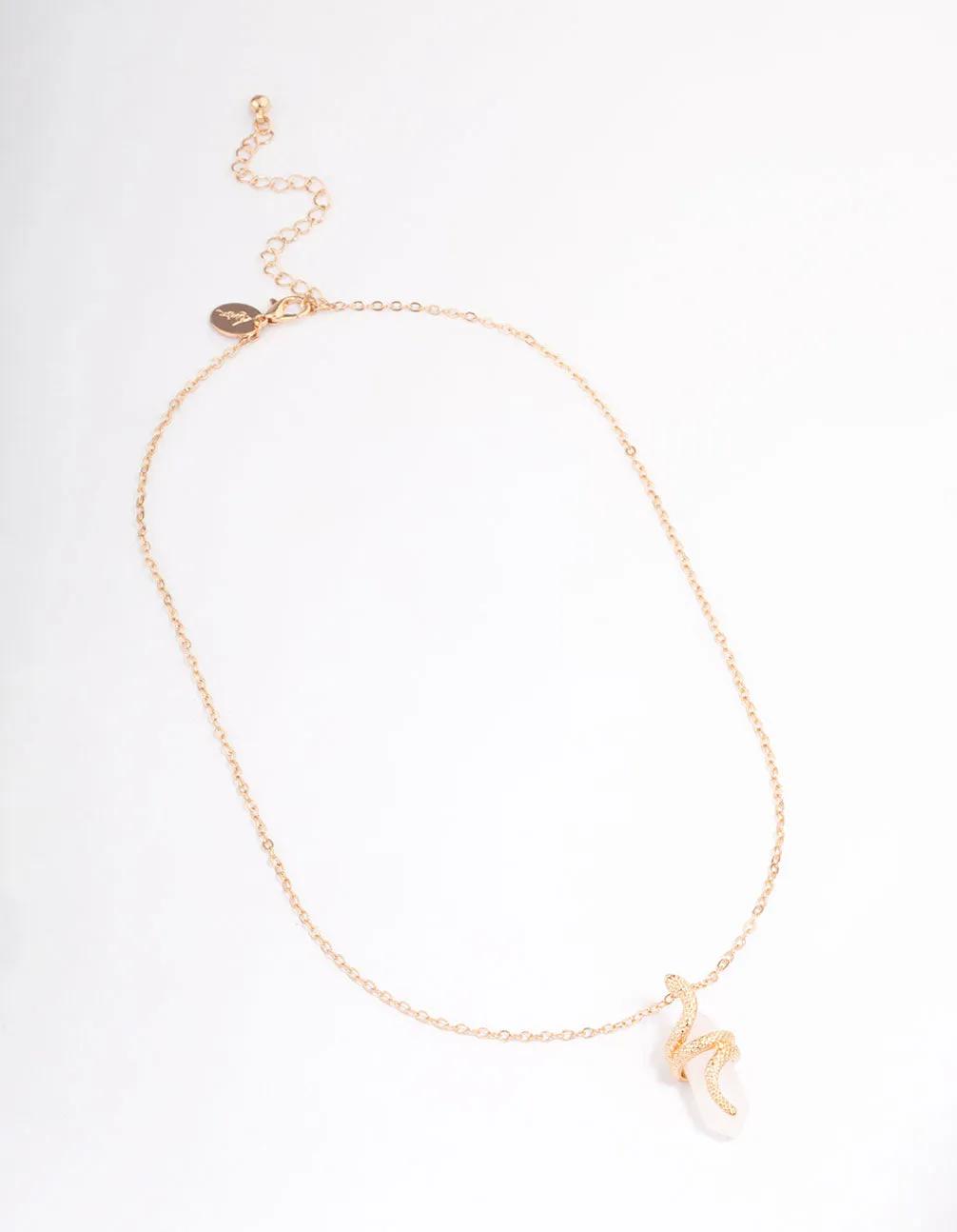 Gold Clear Quartz Snake Wrap Shard Necklace