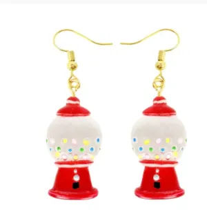 Gumball Vending Machine Dangle Earrings | Chewing Gum Candy Machine Earrings | Capsule Vending Machine Charm Drop Earrings