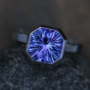 Heavy Weight Platinum Solitaire Bezel Ring Setting - Fantasy Cut 4 Carat Tanzanite Depicted (Setting Only, Center Stone Sold Separately)