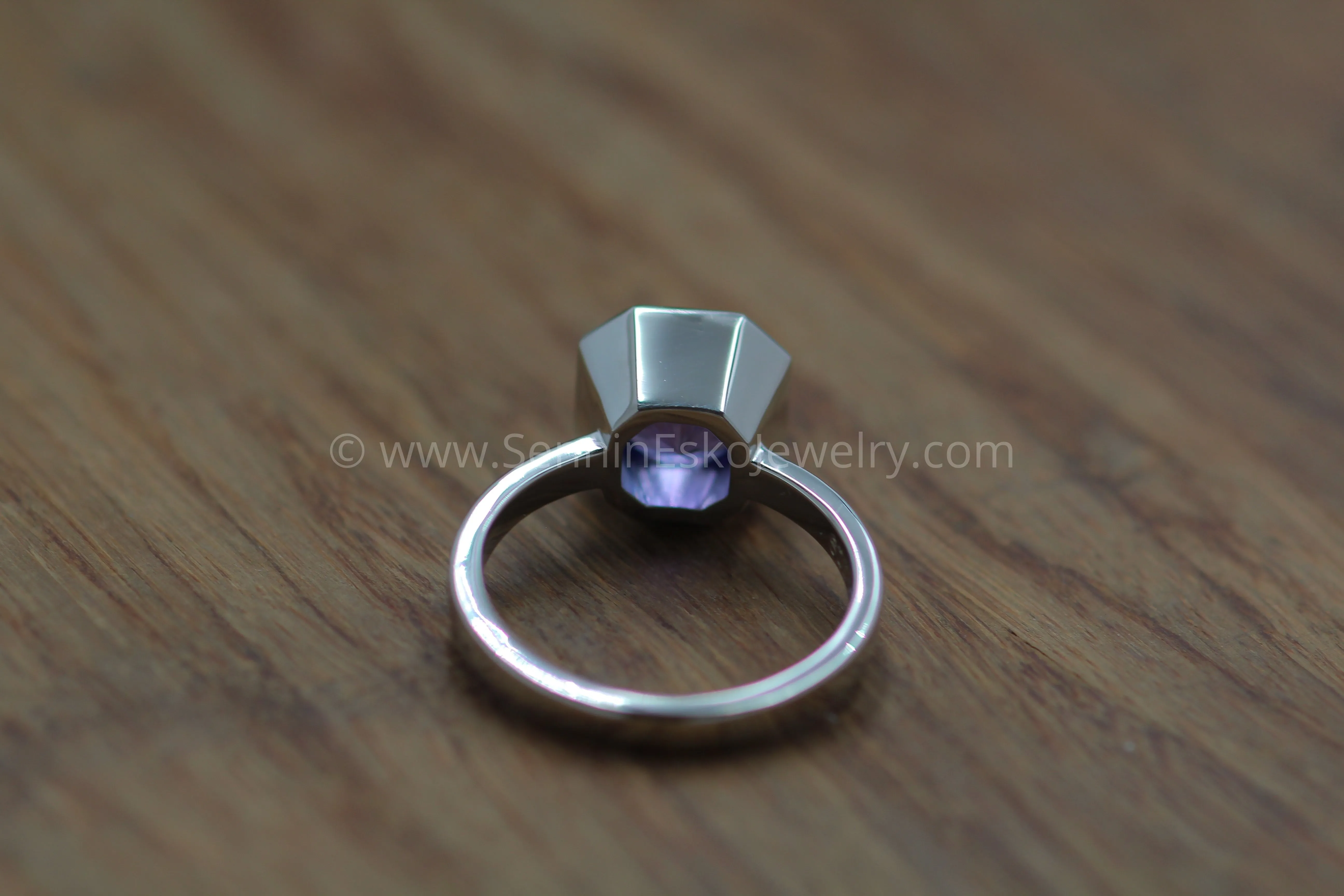 Heavy Weight Platinum Solitaire Bezel Ring Setting - Fantasy Cut 4 Carat Tanzanite Depicted (Setting Only, Center Stone Sold Separately)