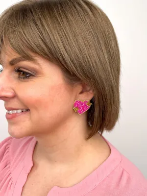 Hot Pink Heart Stud Earrings