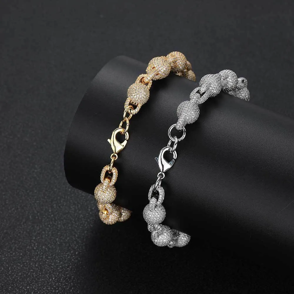 Iced Ball Box Link Bracelet - 10.5mm