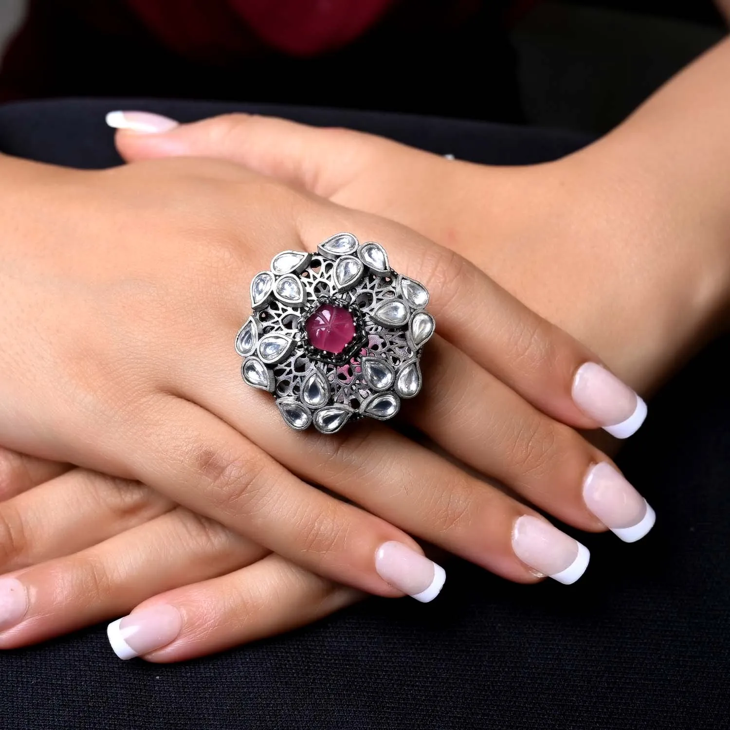 Indira Rose Pink Stone Boutique Ring