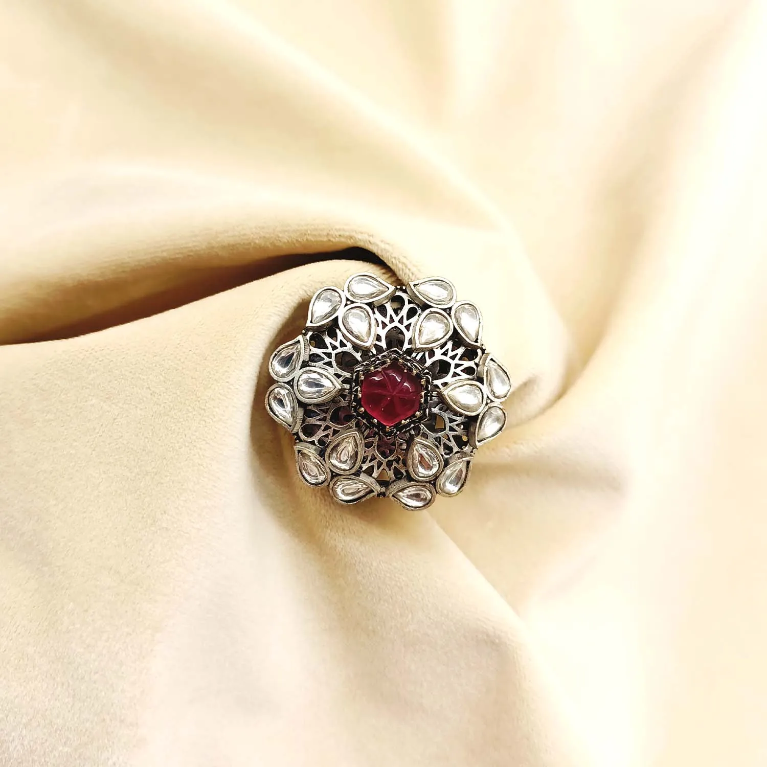 Indira Rose Pink Stone Boutique Ring