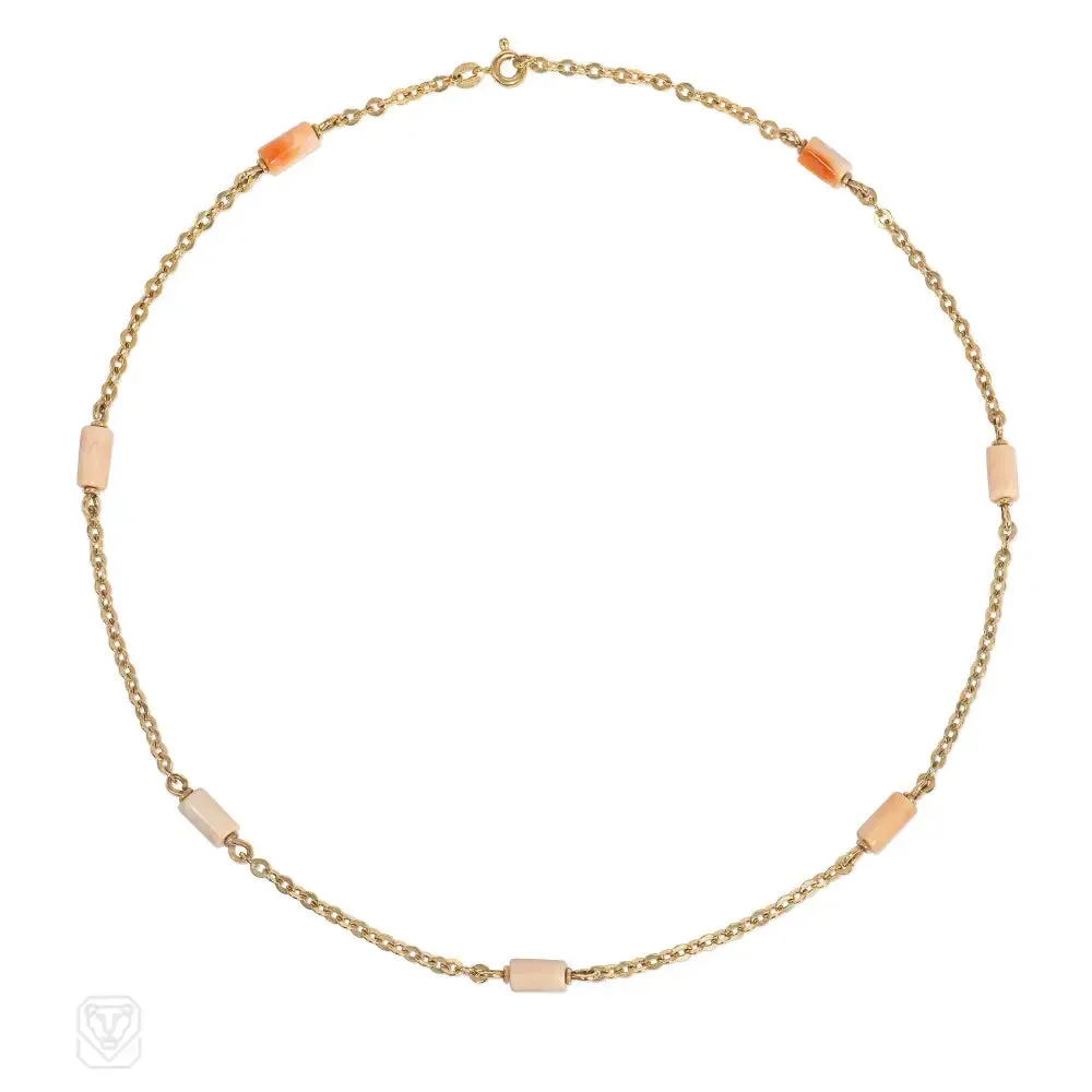 Italian coral and gold chain necklace