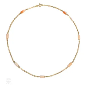 Italian coral and gold chain necklace