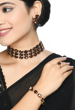 Johar Kamal Designer Choker Set Earrings, Bracelet and Ring Jkms_168