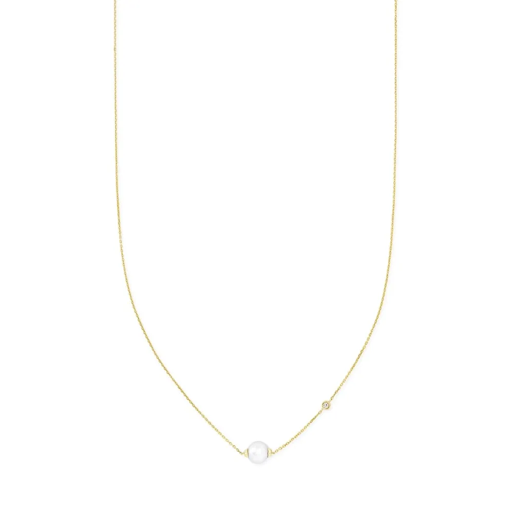 Kendra Scott Cathleen 14K Yellow Gold Cathleen Necklace with Pearl and Diamond