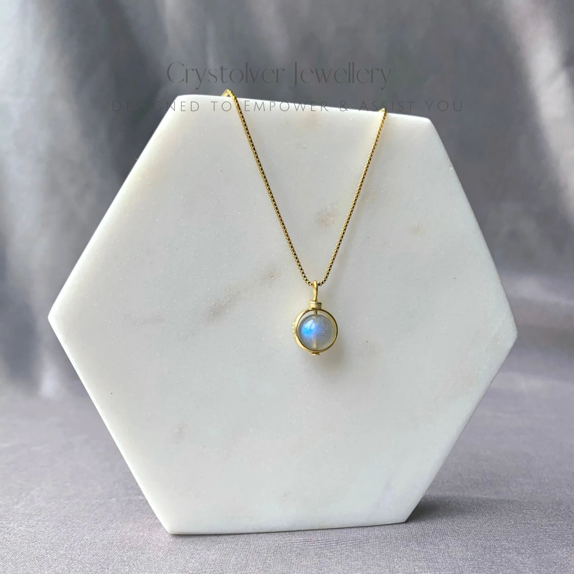 Labradorite Pendant Gold Necklace