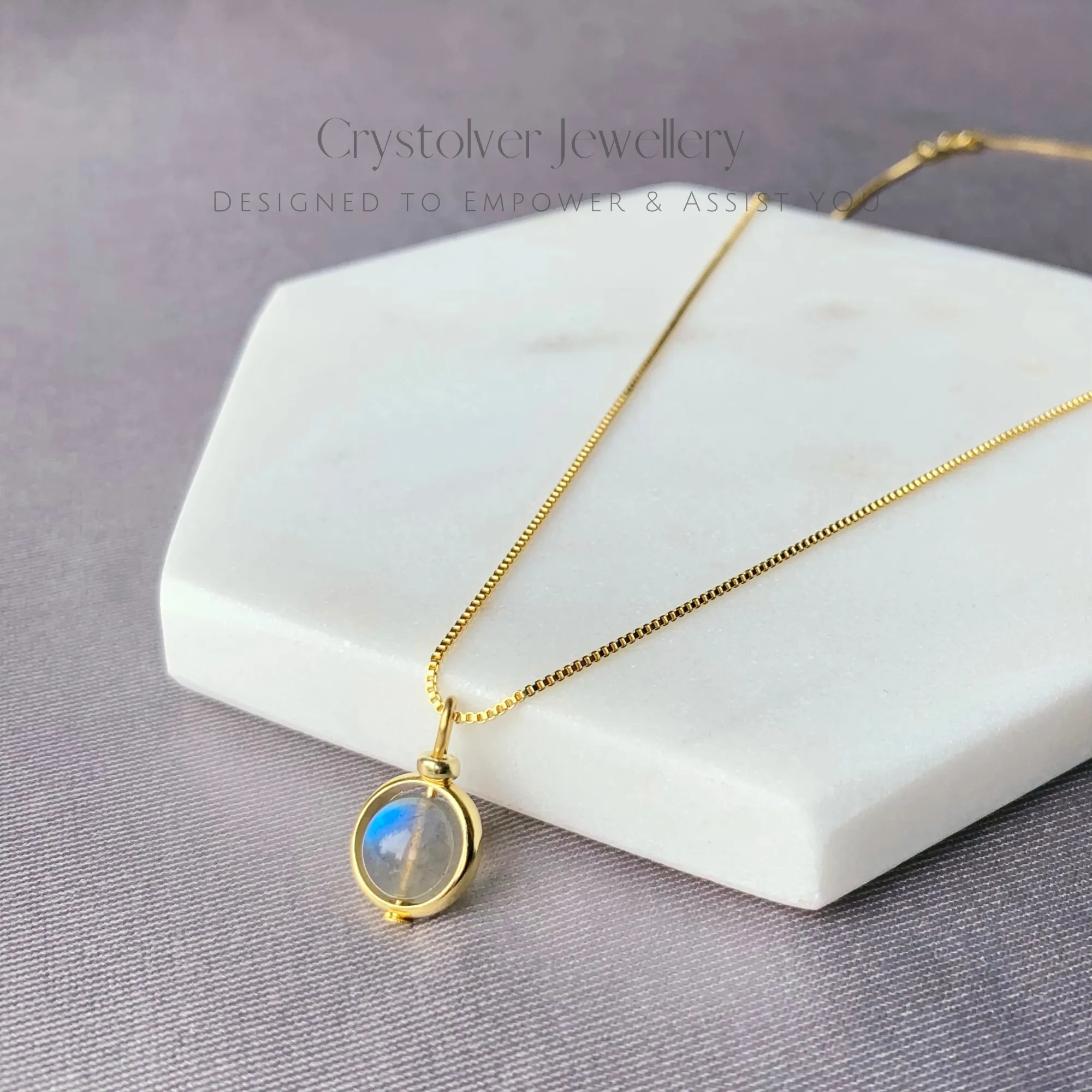 Labradorite Pendant Gold Necklace