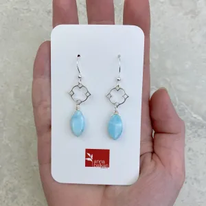 Larimar Classic Earrings with Filigree and Marquee