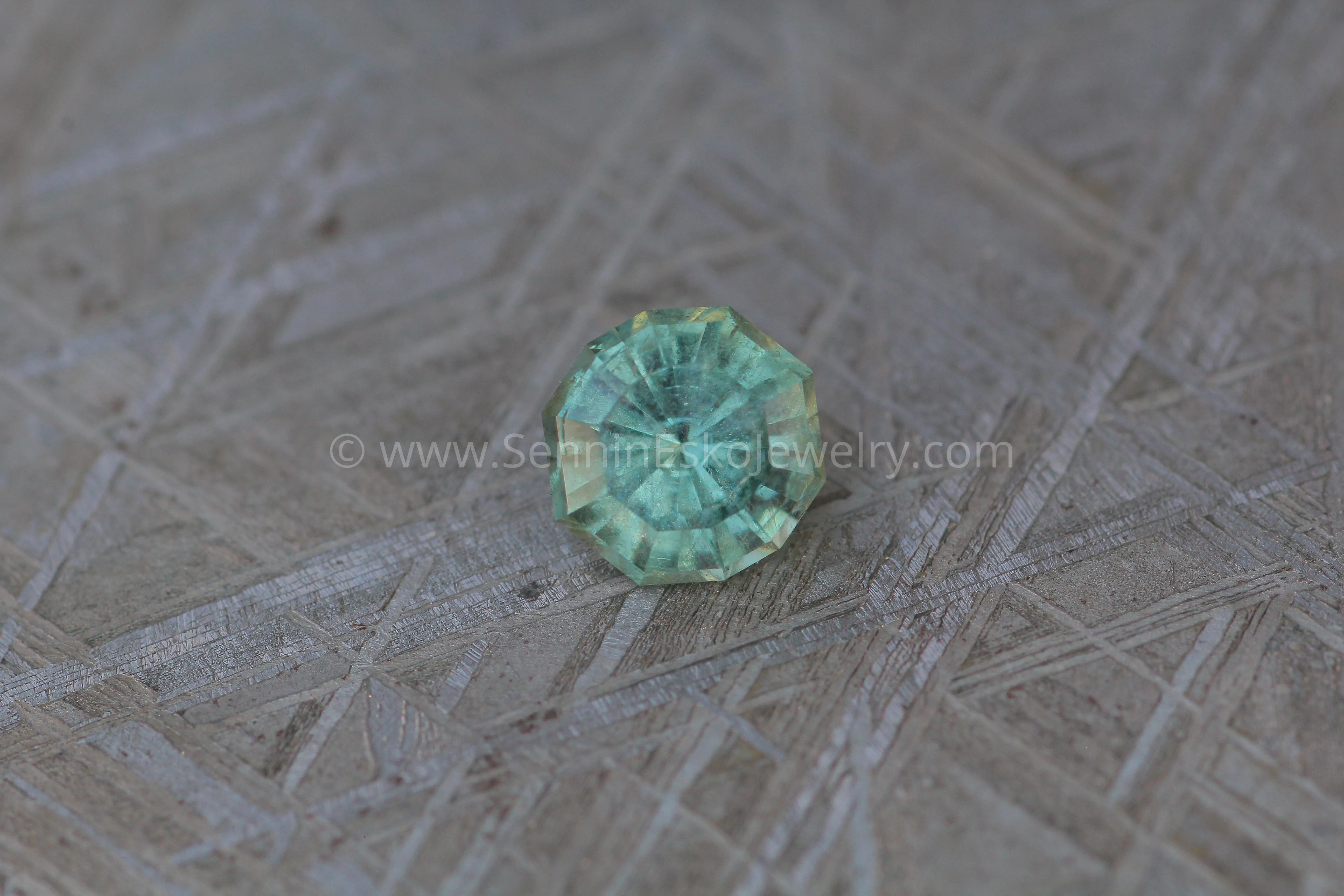 (Less Than Perfect) 1.36 carat Greenish Blue Montana Sapphire Decagon -  Precision Cut, 6.5x6.1mm