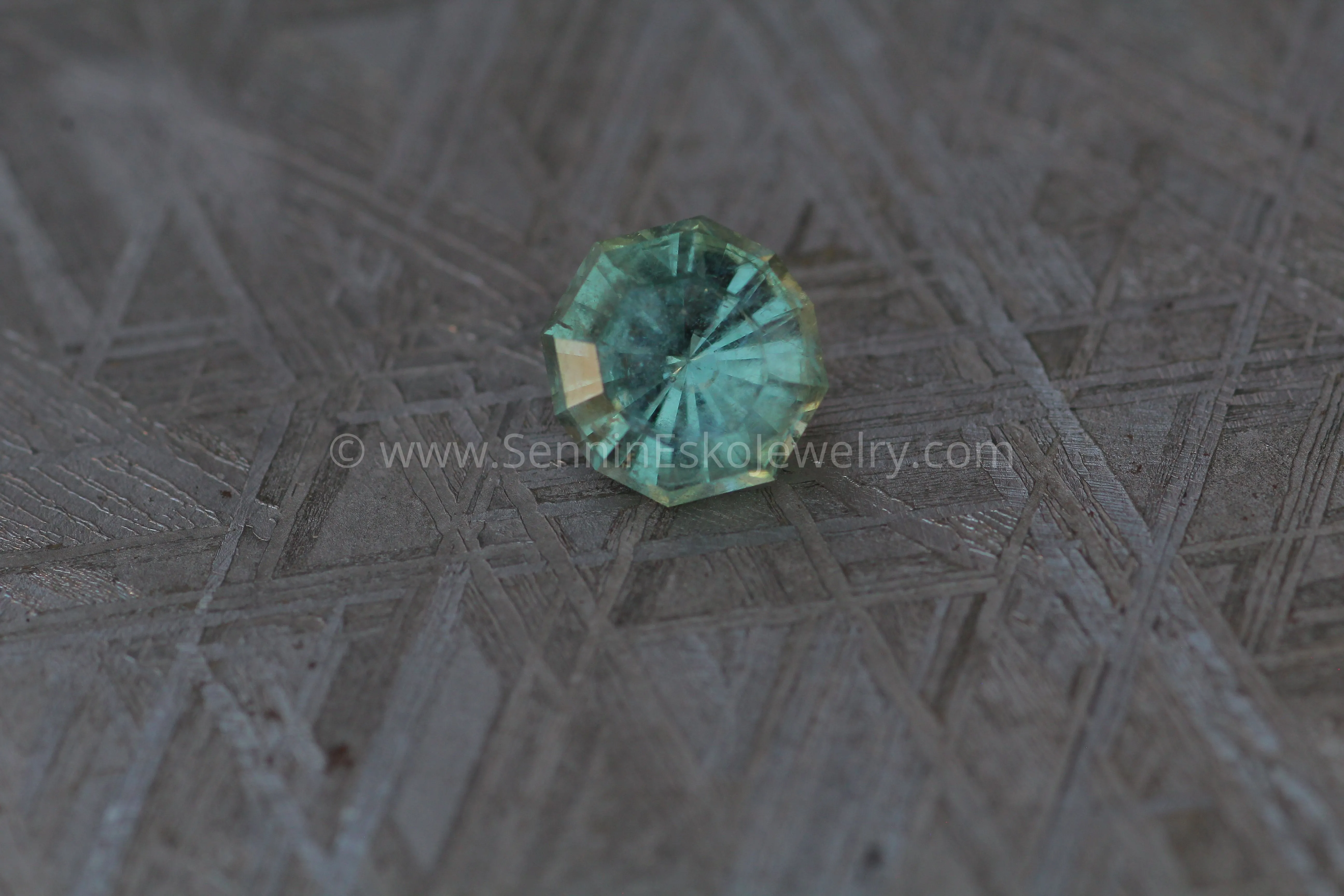 (Less Than Perfect) 1.36 carat Greenish Blue Montana Sapphire Decagon -  Precision Cut, 6.5x6.1mm