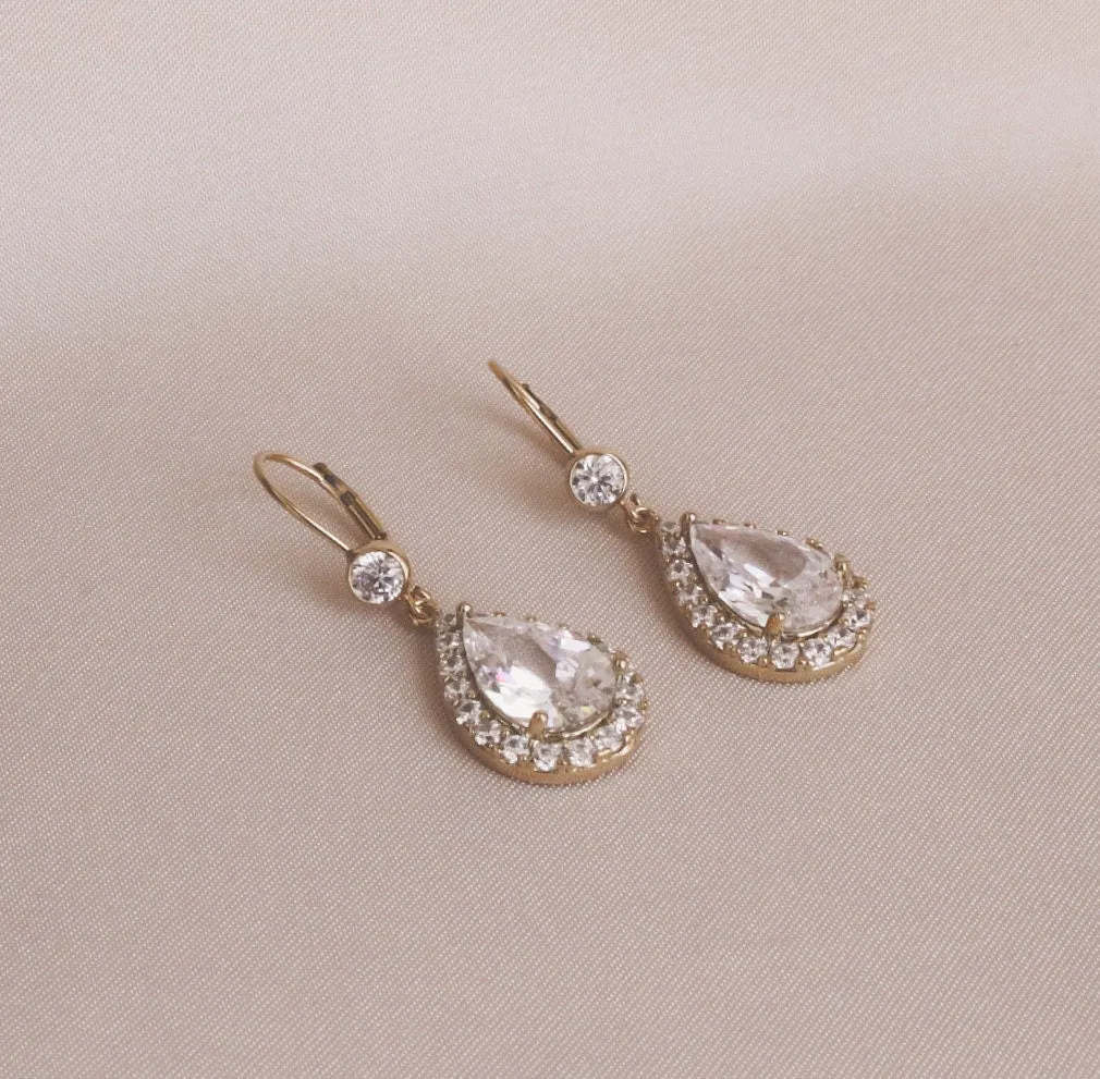 Lever Back Gold Teardrop Earrings