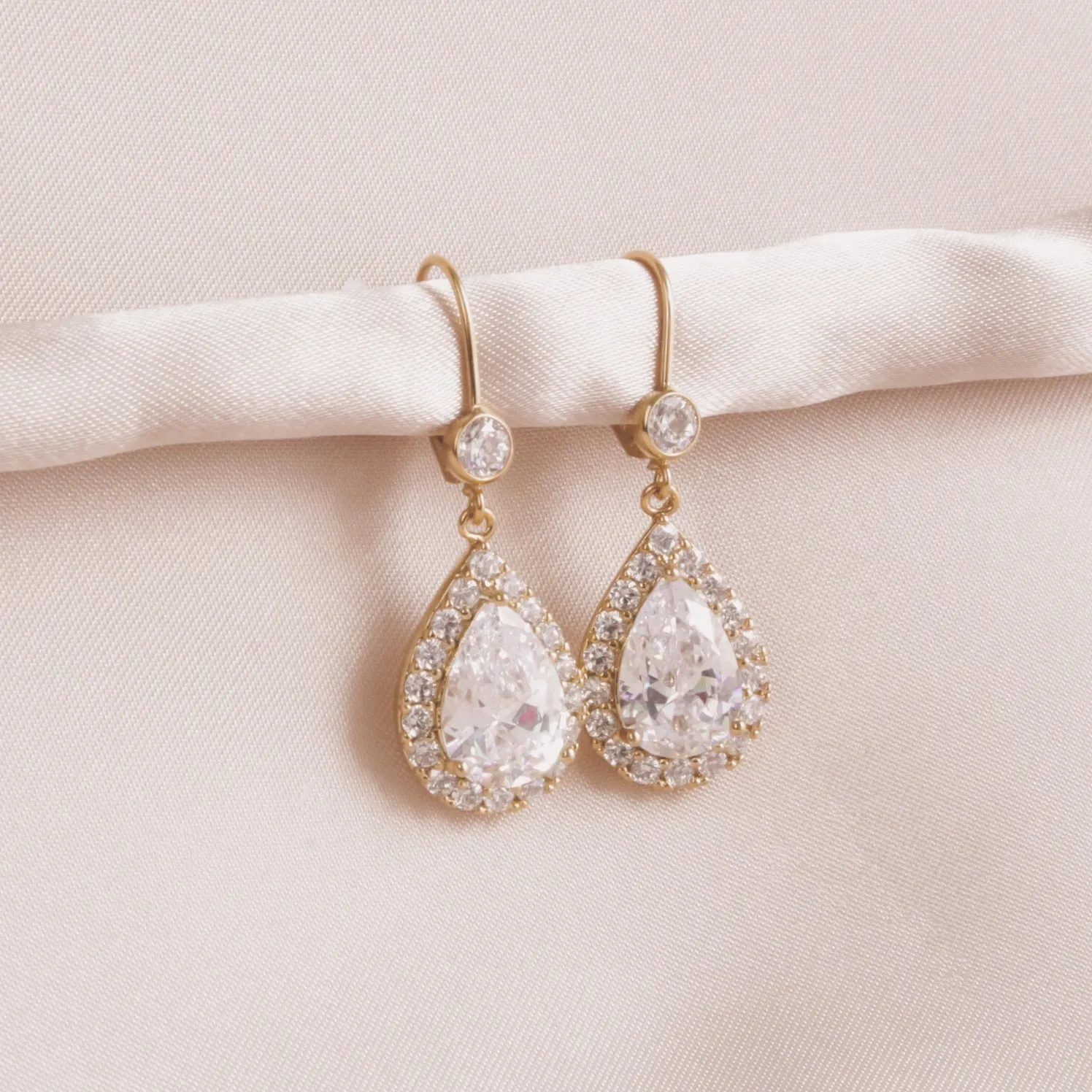 Lever Back Gold Teardrop Earrings