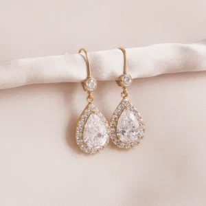 Lever Back Gold Teardrop Earrings