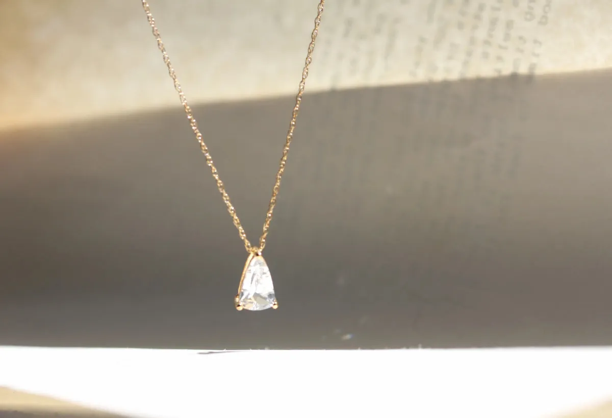 Little Gold White Topaz Slider Necklace