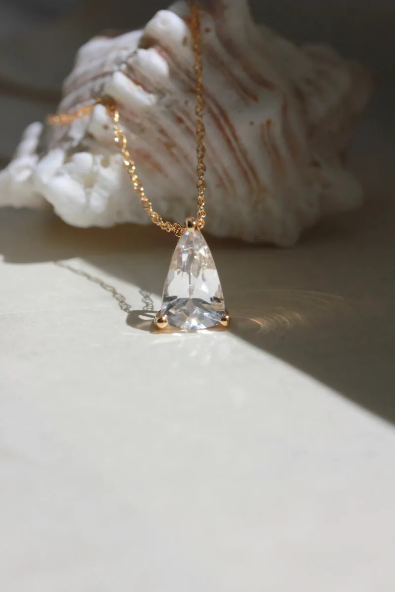 Little Gold White Topaz Slider Necklace