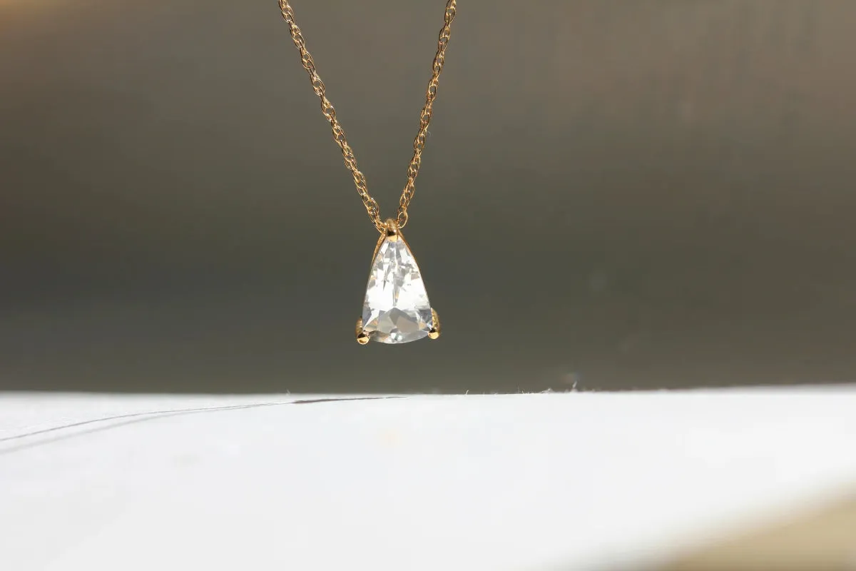 Little Gold White Topaz Slider Necklace