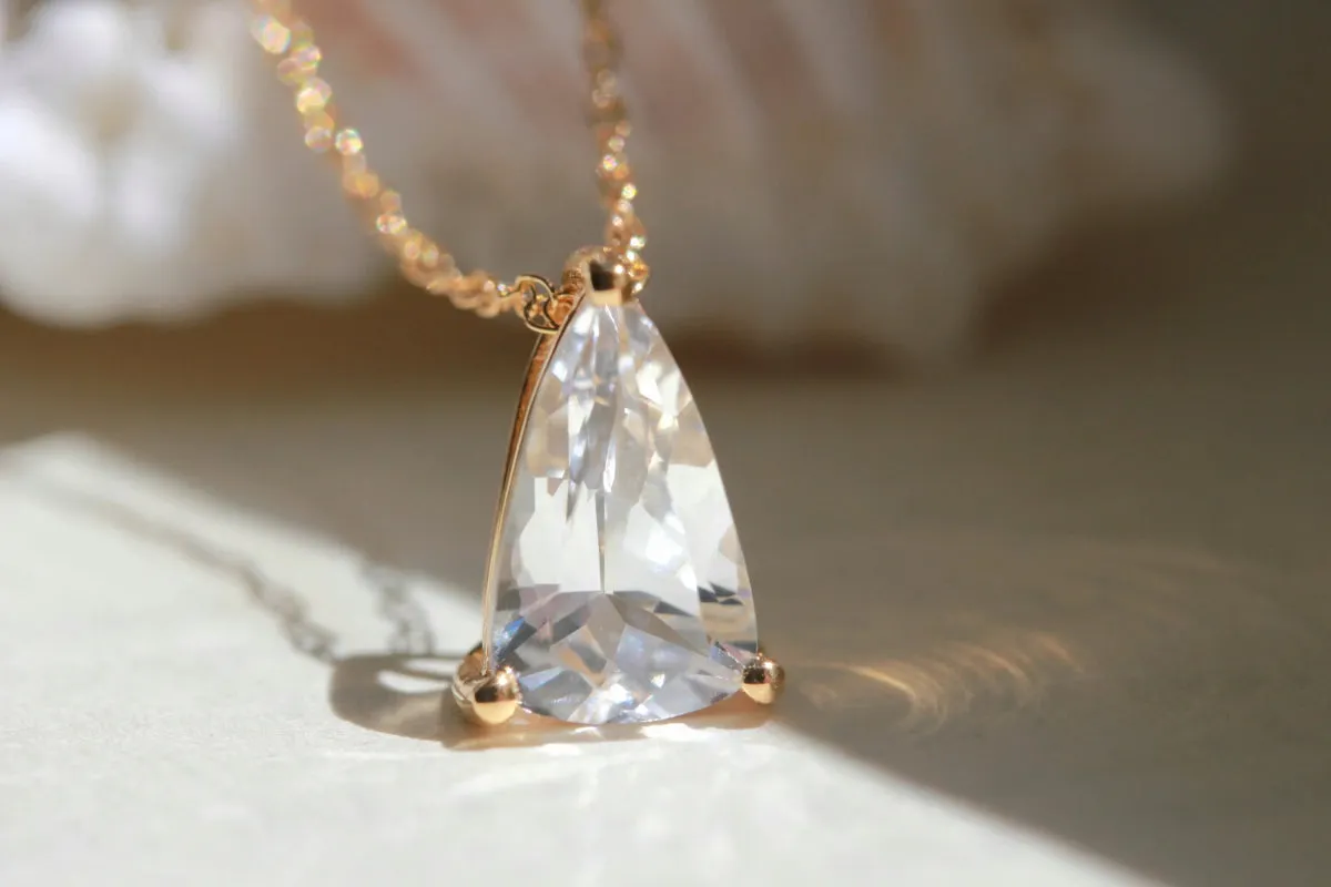 Little Gold White Topaz Slider Necklace